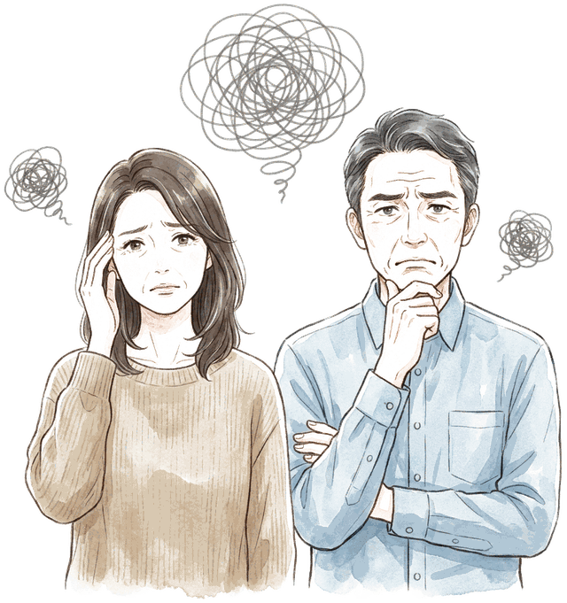 相続の手続きをどう進めればよいか分からず、頭を悩ませているご夫婦